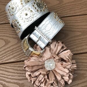 Billy Belts Wstrn bling slvr/gold metal stud belt